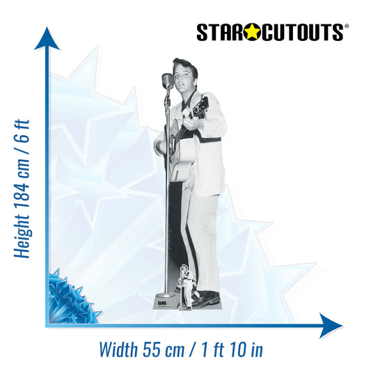 SC4718 Elvis Black & White on Stage Guitar Cardboard Cut Out Height 184cm