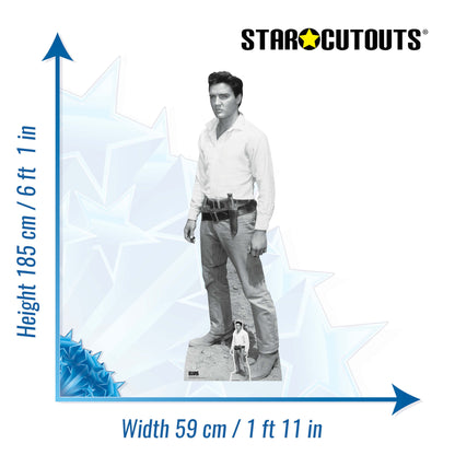 SC4719 Elvis Black & Whte Western Cowboy Cardboard Cut Out Height 185cm