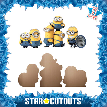 SC4729  Minions Three Small Cardboard Cutouts Shelf Top Pack Height 27cm