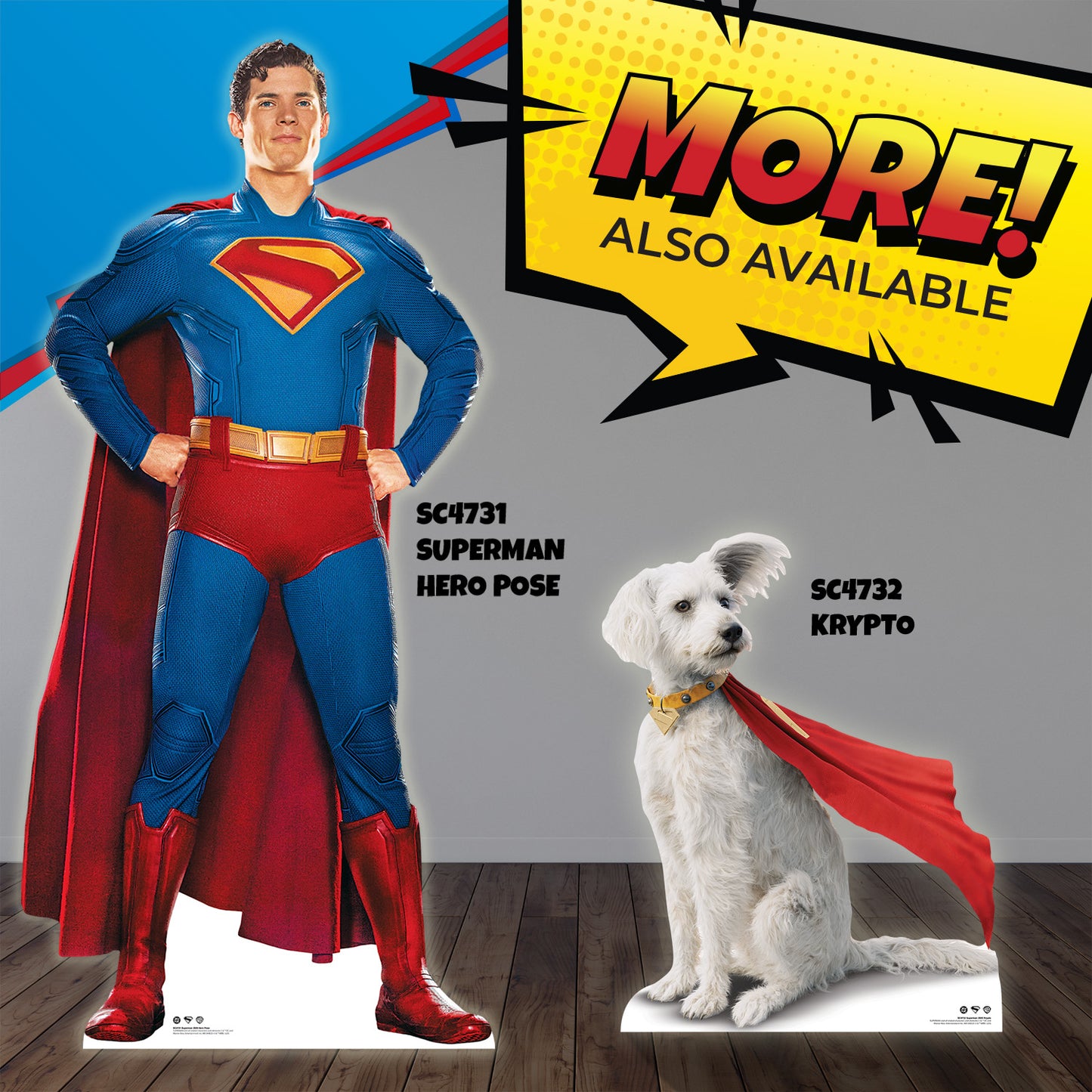 SC4730 Superman David Corenswet  Flying and Krypto Cardboard Cutouts Height 193cm