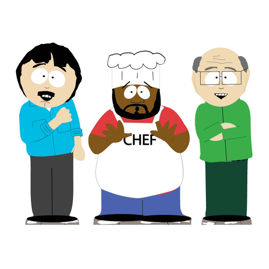 SC4744 South Park Randy Chef and Mr Garrison Shelf Top Pack Cardboard Cutouts Height 31cm