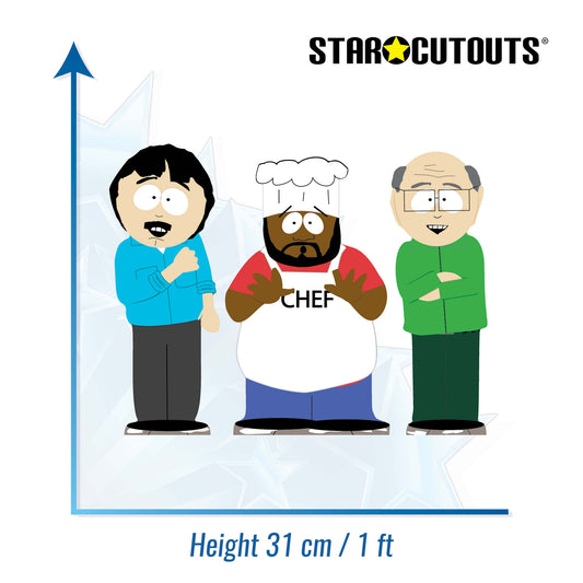 SC4744 South Park Randy Chef and Mr Garrison Shelf Top Pack Cardboard Cutouts Height 31cm