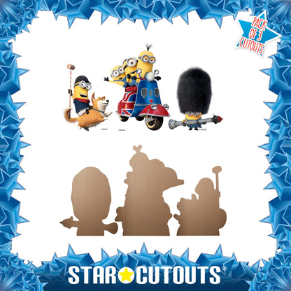 SC4745 Minions British Invasion Three Small Cardboard Cutouts Shelf Top Pack  Height 28cm