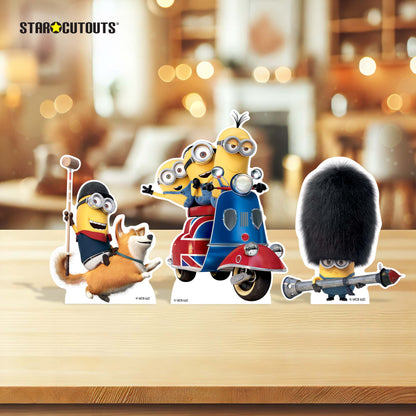 SC4745 Minions British Invasion Three Small Cardboard Cutouts Shelf Top Pack  Height 28cm