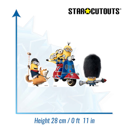 SC4745 Minions British Invasion Three Small Cardboard Cutouts Shelf Top Pack  Height 28cm