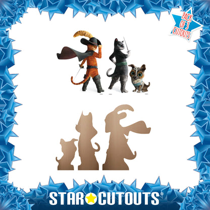 SC4749 Puss in Boots, Kitty Softpaws & Perrito The Last Wish Shelf Top Pack  Cardboard Cutouts Height 29cm