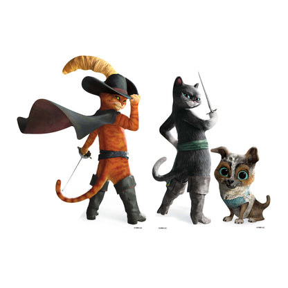 SC4749 Puss in Boots, Kitty Softpaws & Perrito The Last Wish Shelf Top Pack  Cardboard Cutouts Height 29cm