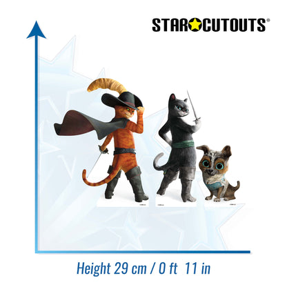 SC4749 Puss in Boots, Kitty Softpaws & Perrito The Last Wish Shelf Top Pack  Cardboard Cutouts Height 29cm