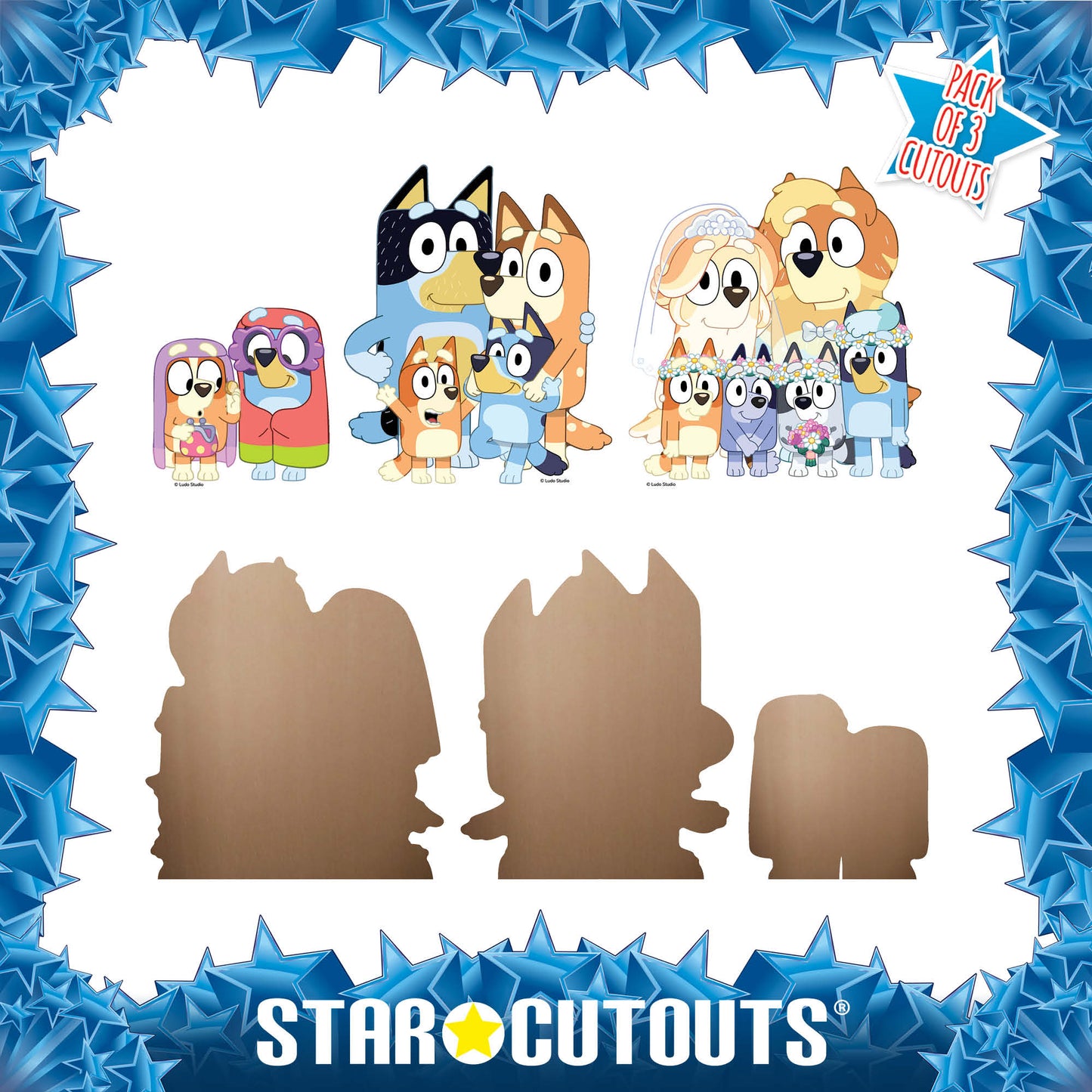 SC4766 Bluey & Bingo, Grannies, Heeler Family & Bluey Family Wedding Shelf Top Pack Cardboard Cutouts Height 21cm