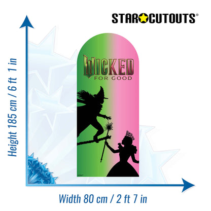 SC4771 Wicked For Good Pink & Green Silhouette Backdrop Single  Cardboard Cut Out Height 185cm