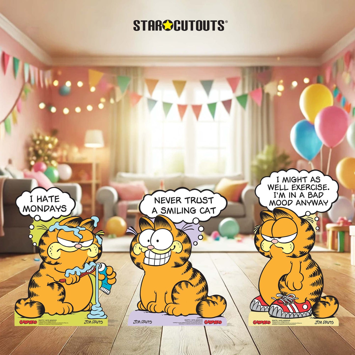 SC4775 Garfield 80s I Hate Mondays Star Mini Pack (Multi-Function) - Cardboard Cutout Height 64cm