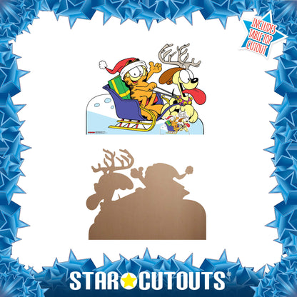 SC4828 Garfield Odie on Sledge Medium -  Cardboard Cutout Height 94cm