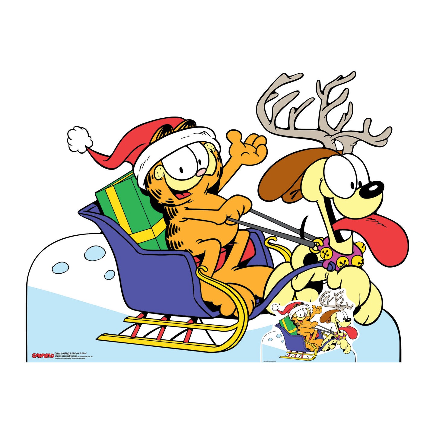 SC4828 Garfield Odie on Sledge Medium -  Cardboard Cutout Height 94cm