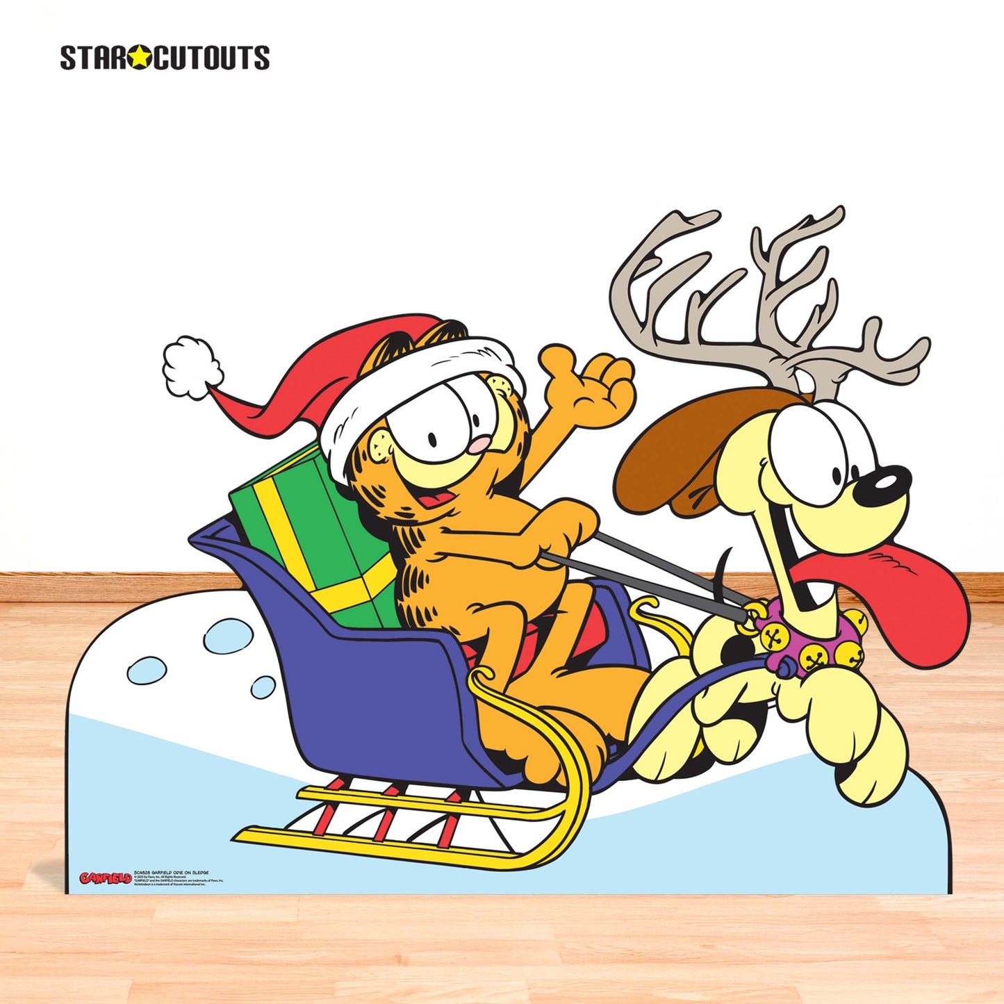 SC4828 Garfield Odie on Sledge Medium -  Cardboard Cutout Height 94cm