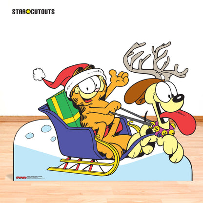 SC4828 Garfield Odie on Sledge Medium -  Cardboard Cutout Height 94cm
