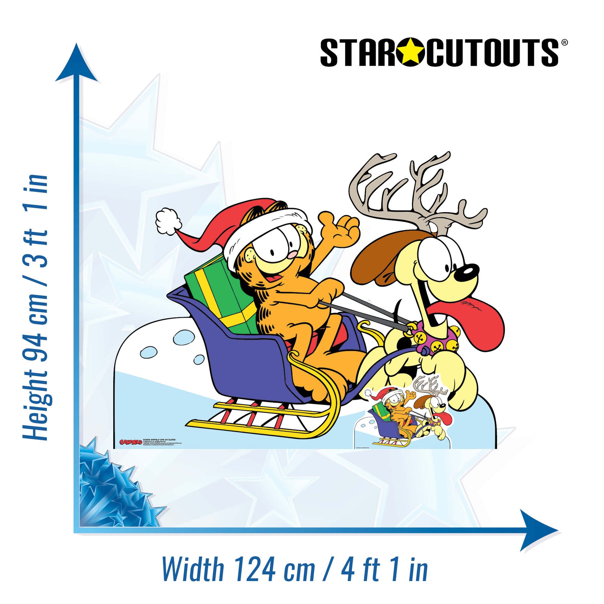 SC4828 Garfield Odie on Sledge Medium -  Cardboard Cutout Height 94cm