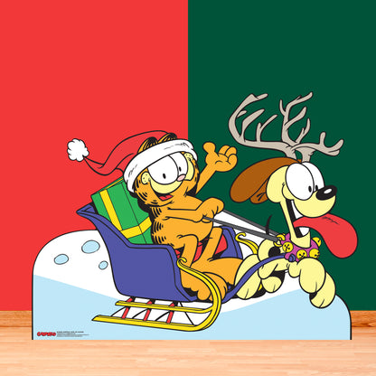 SC4828 Garfield Odie on Sledge Medium -  Cardboard Cutout Height 94cm