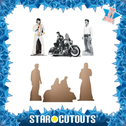 SC4835 Elvis Shelf Top Pack Cowboy, Vegas, Motorbike Cardboard Cutouts Height 30cm
