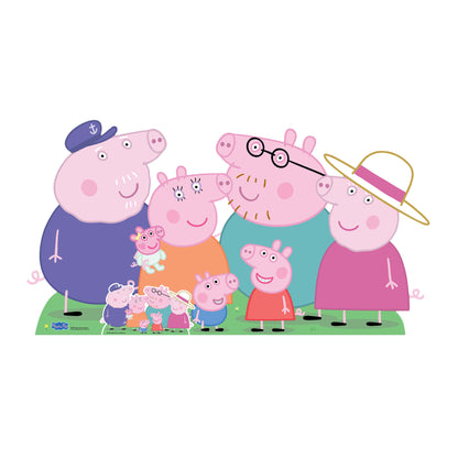 SC4861 Peppa Pig Family Group Cutout - Peppa, George, Mummy, Daddy, Grandpa, Granny and Baby Evie Pig  Cardboard Cut Out Height 91cm