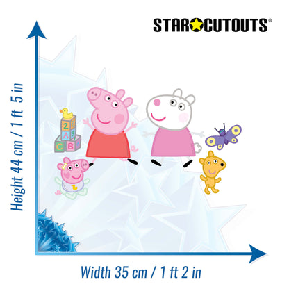 SC4866 Peppa Pig, Baby Evie and Suzy Sheep Wall Decoration Pack Cardboard Cutouts Height 44cm