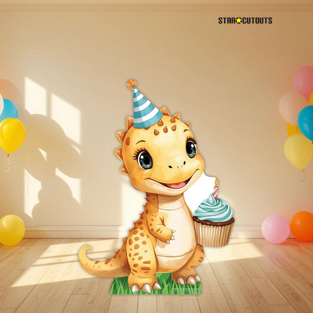 SC4875 Tyrannosaurus Rex Baby with Party Hat and Cake