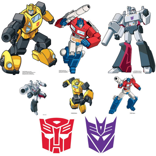 SC4884 Transformers Retro Bundle Pack Party Favour Birthday Room Decoration Eight Cardboard Cutouts Max Height 63cm