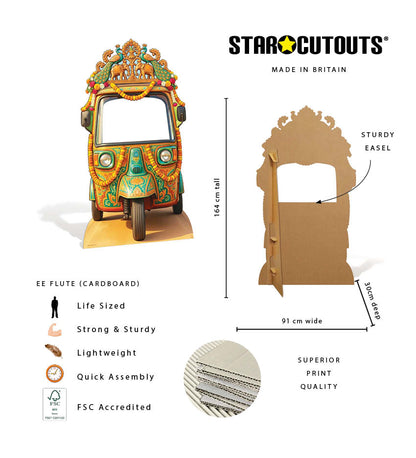 SC4886 Wedding Tuk Tuk / Auto Rickshaw Backdrop Cardboard Cutout Stand In