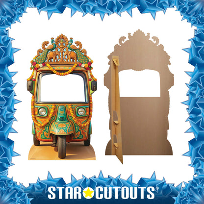 SC4886 Wedding Tuk Tuk / Auto Rickshaw Backdrop Cardboard Cutout Stand In