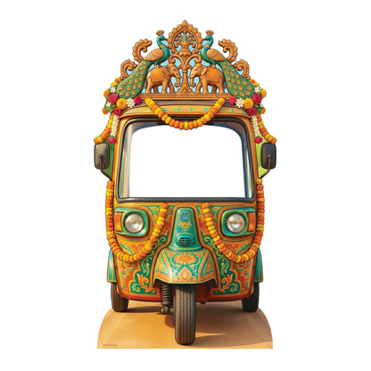 SC4886 Wedding Tuk Tuk / Auto Rickshaw Backdrop Cardboard Cutout Stand In