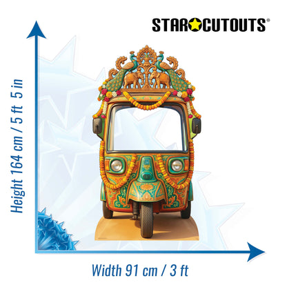 SC4886 Wedding Tuk Tuk / Auto Rickshaw Backdrop Cardboard Cutout Stand In