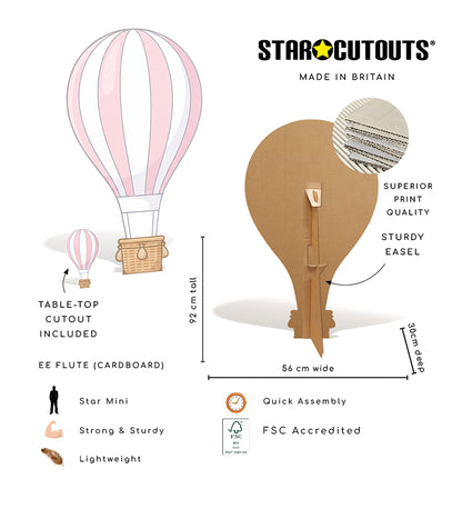SC4892 Pink Hot Air Balloon Cardboard Cutout Height 92cm
