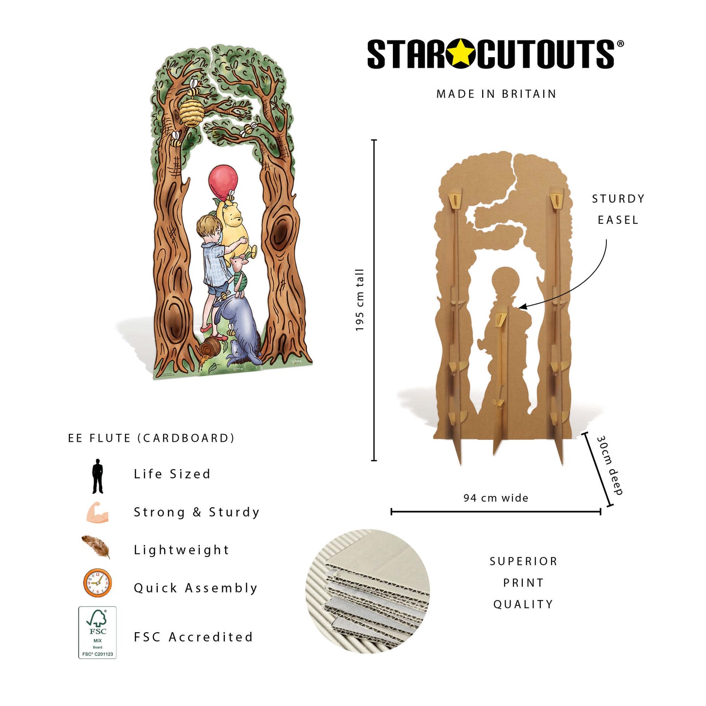 SC4894 Winnie & Tree Arch Decorations Triple Pack Cardboard Cutout Height 195cm