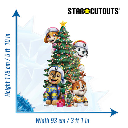 SC4900 Paw Patrol Christmas Tree Stack Cardboard Cut Out Height 178cm