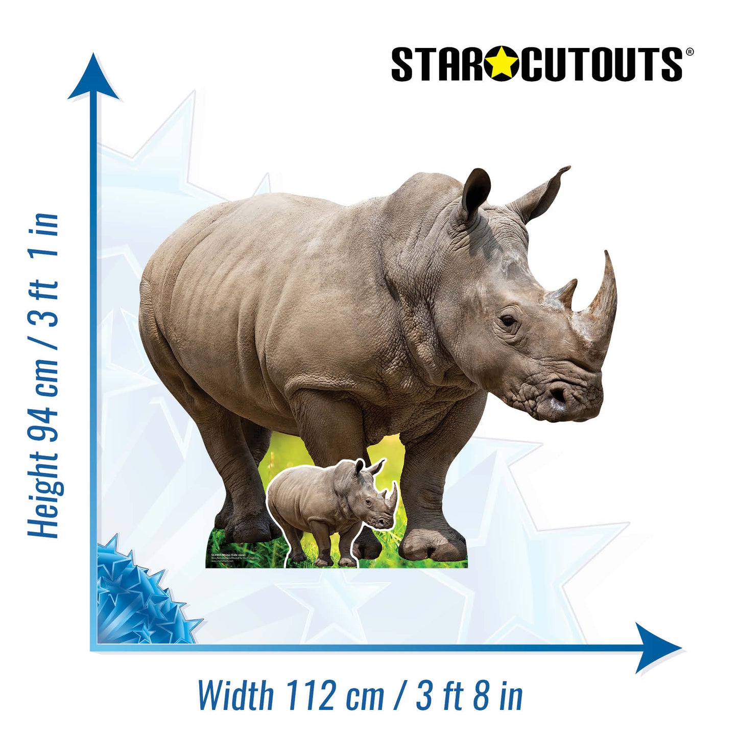 SC4903 Rhino Side View Cardboard Cutout Height 94cm