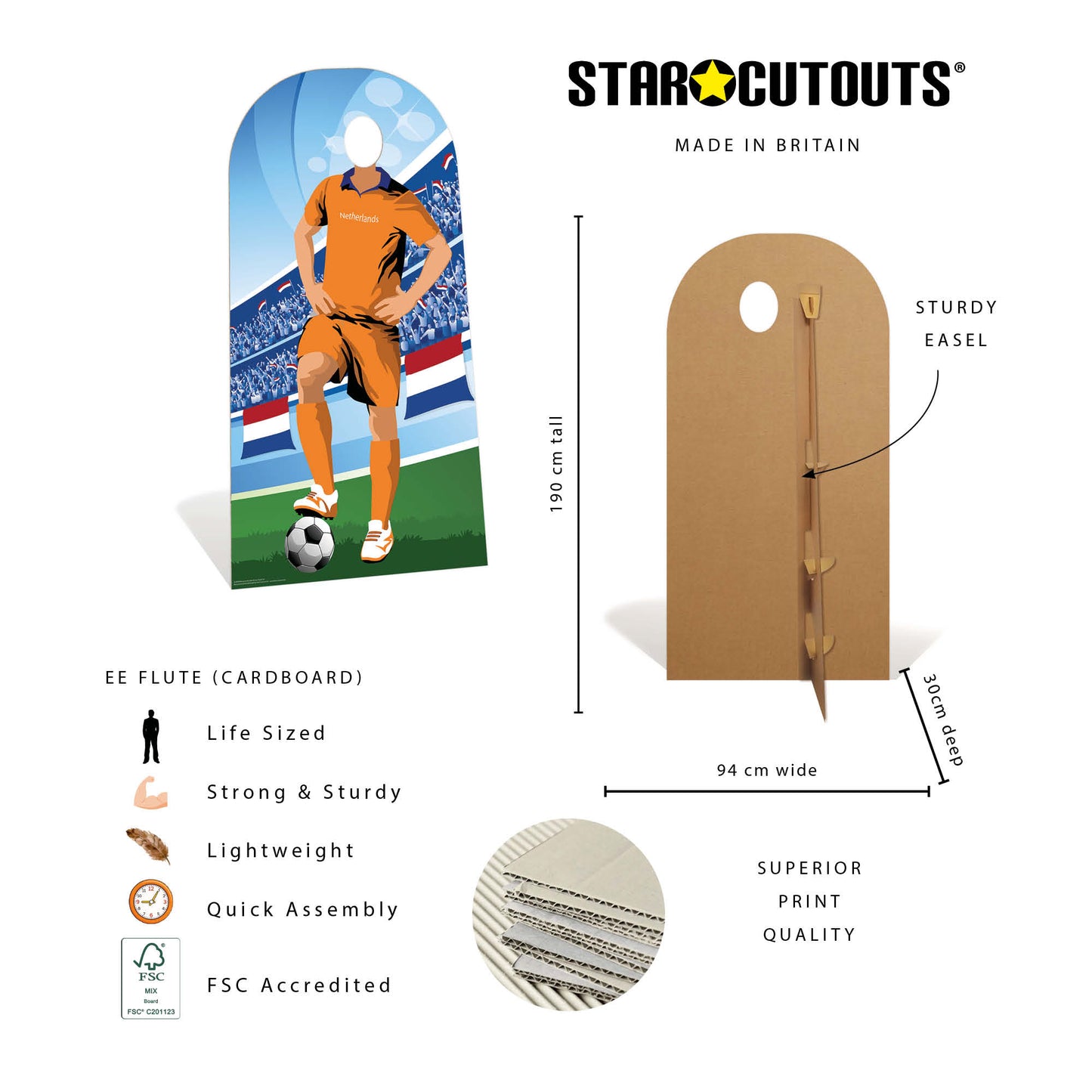 SC4940 Netherlands Football World Tournament Cup Stand-in Cardboard Cutout Height 190cm