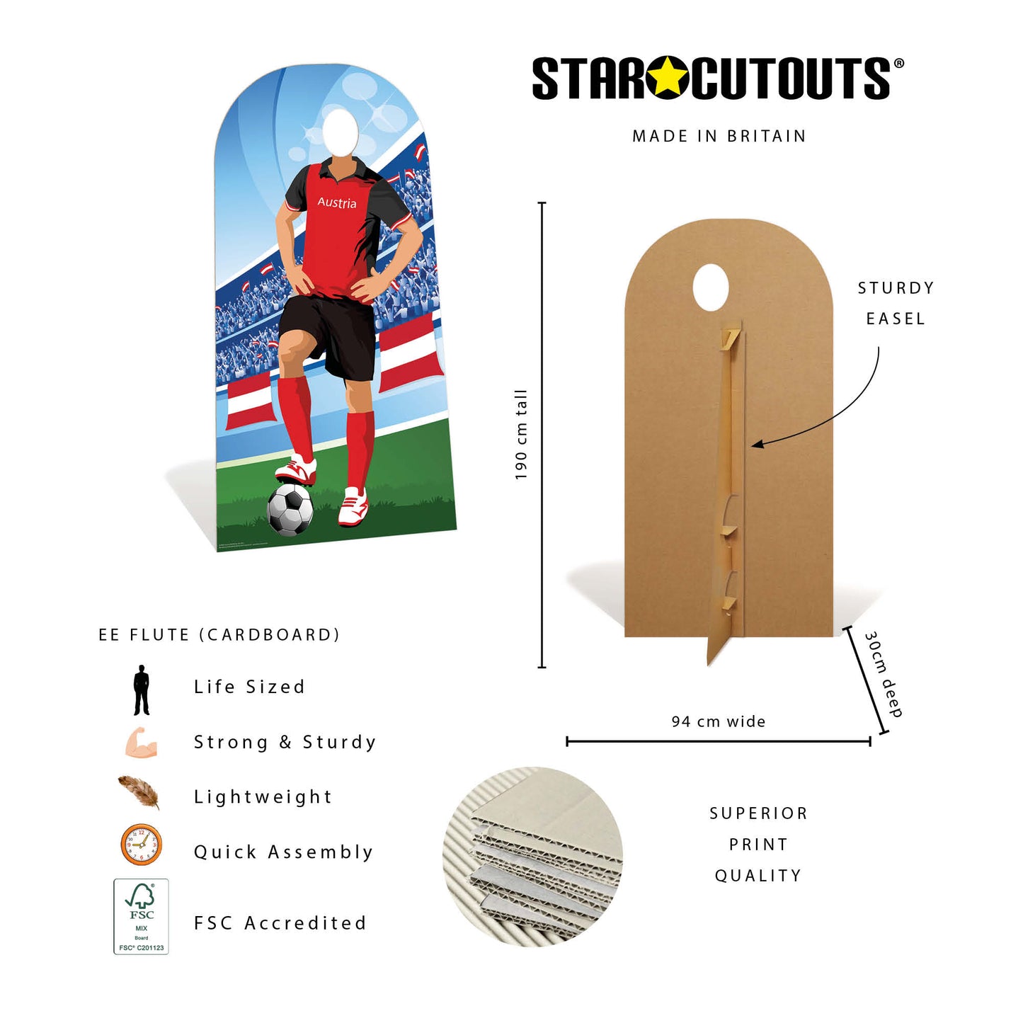 SC4943 Austria Football World Tournament Cup Stand-in Cardboard Cutout Height 190cm