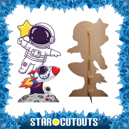 SC4954 Cartoon Cute Astronaut and Rocket Cardboard Cutout Height 179cm Includes Desktop
