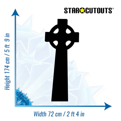 SC4959 Celtic Cross Black Silhouette Cardboard Cutout Height 174cm