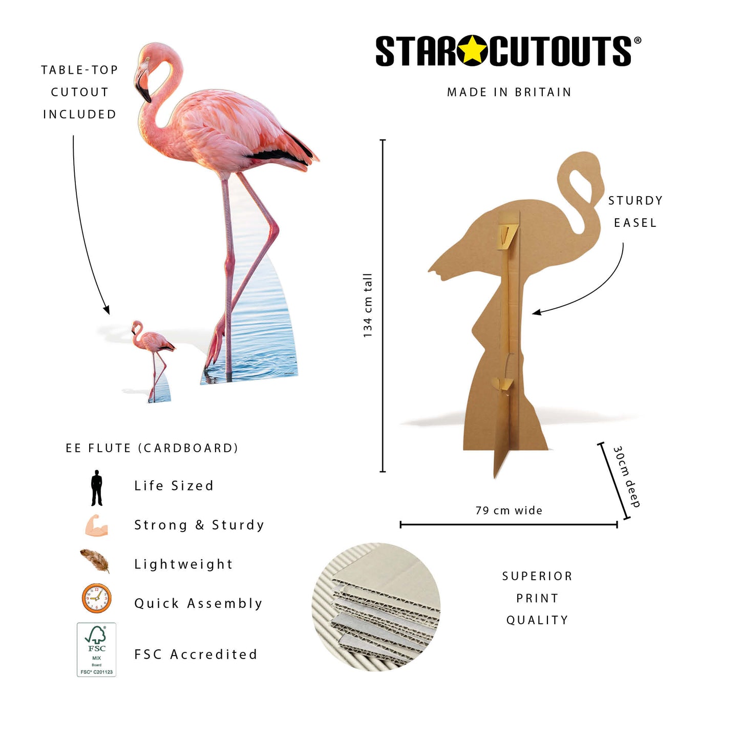 SC4974 Tropical Flamingo Cardboard Cutout Height 134cm