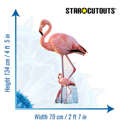 SC4974 Tropical Flamingo Cardboard Cutout Height 134cm