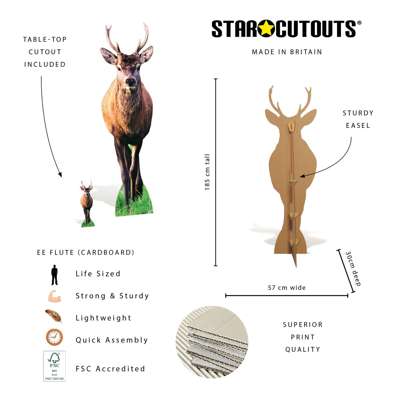 SC5029 Woodland Deer with Antlers Cardboard Cutout Height 185cm