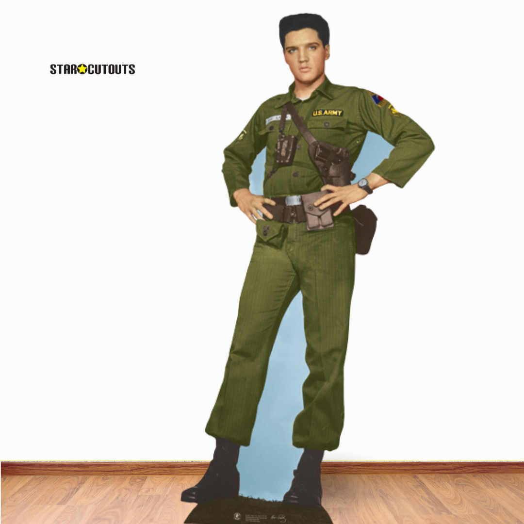 SC571 Elvis Presley Army Days Cardboard Cut Out Height 186cm
