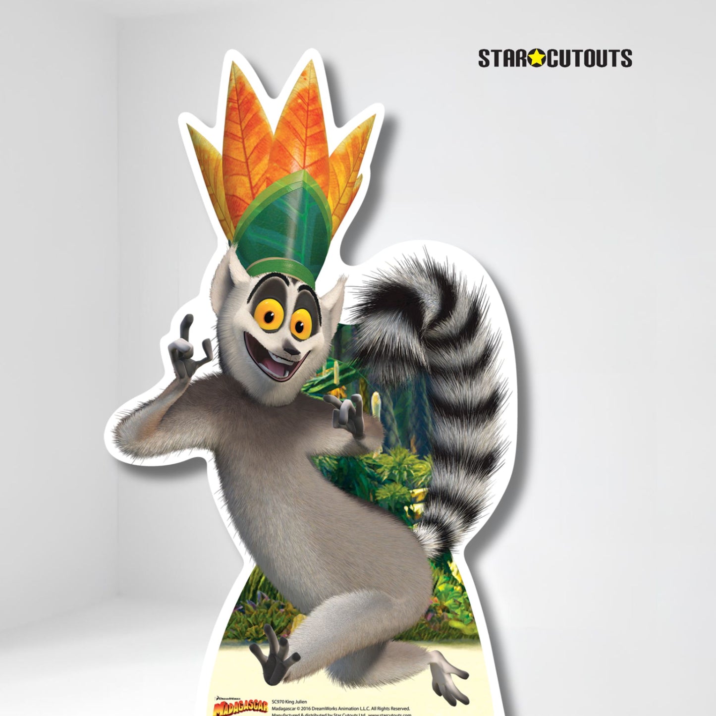 SC970 King Julien Cartoon Animated Grey ring-tailed lemur Cardboard Cut Out Height 90cm