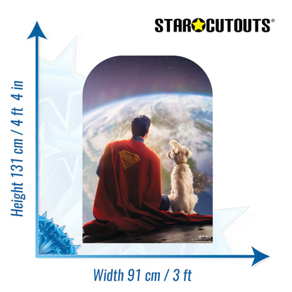 SC4637 Superman 2025 Movie Superman and Krypto Backdrop  Cardboard Cut Out Height 131cm