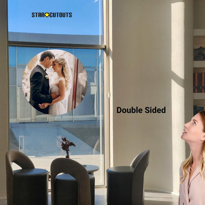 SCCIRCOR2DS - Medium Printed Rigid Circle Correx Board, Poster, Sign Double Sided Cardboard Cut Out Height 58cm