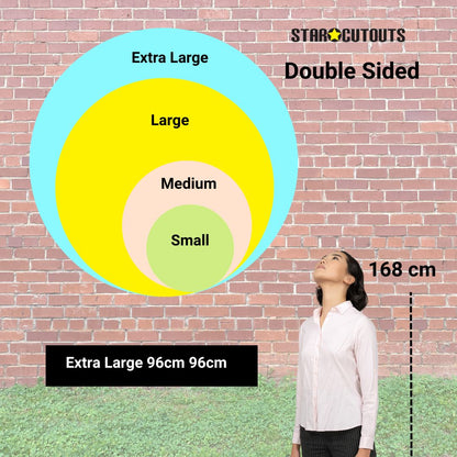 SCCIRCOR4DS Extra Large Printed Rigid Circle Correx Board, Poster, Sign Double Sided Cardboard Cut Out Height 96cm