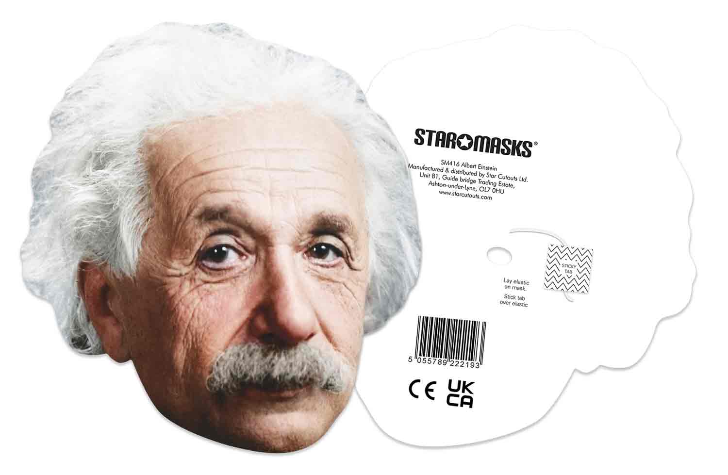 Albert Einstein Printable Mask SM416 Albert Einstein Genius Star Party Single Face Mask – Star Cutouts