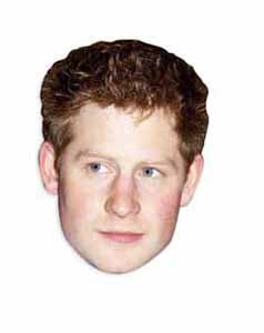 SMP160 Prince Harry  British Royals Six Pack Cardboard Face Masks With Tabs and Elastic