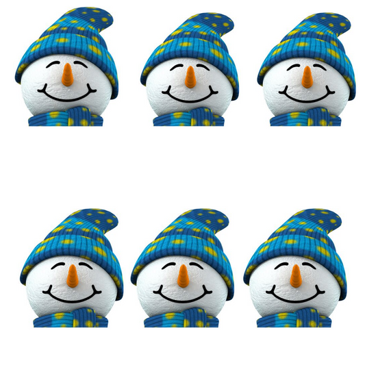 SMP137 Snowman   Christmas Six Pack Cardboard Face Masks With Tabs and Elastic