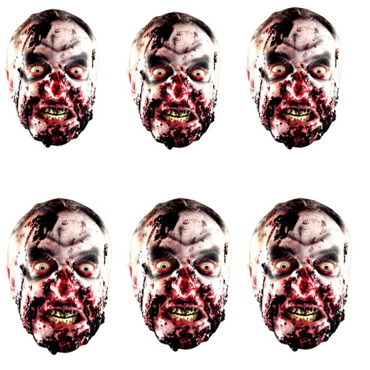 SMP139 Zombie - Face   Halloween Six Pack Cardboard Face Masks With Tabs and Elastic